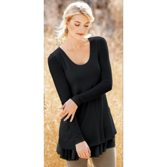 Peruvian Connection Eloise Long Tunic Pima Cotton Blend Womens XS Skirt Hem - Picture 1 of 9